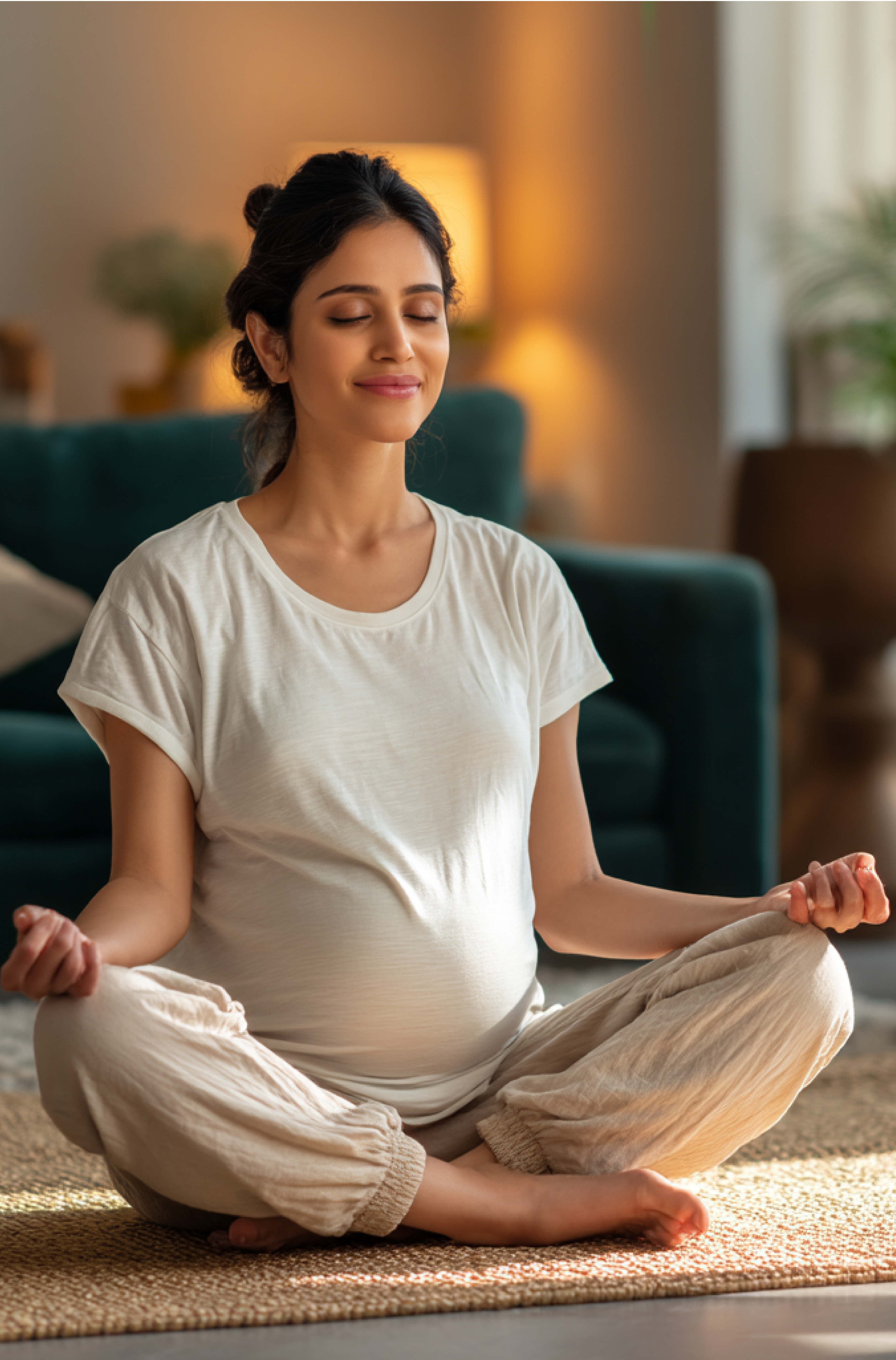 Pregnant woman meditating